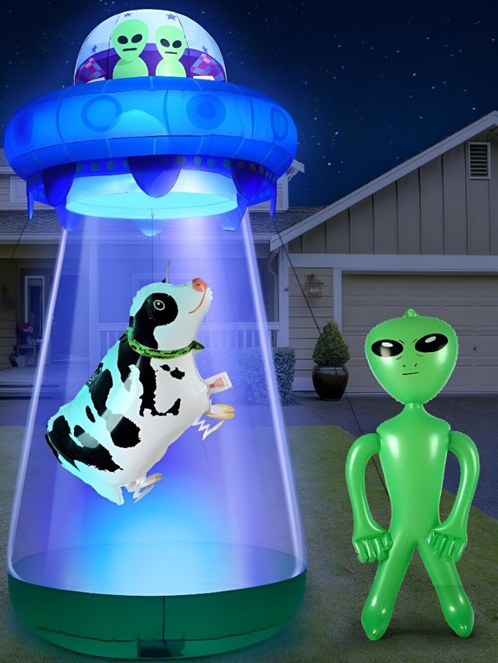 9 FT Halloween UFO Cow Alien Inflatable Outdoor Decor with LED